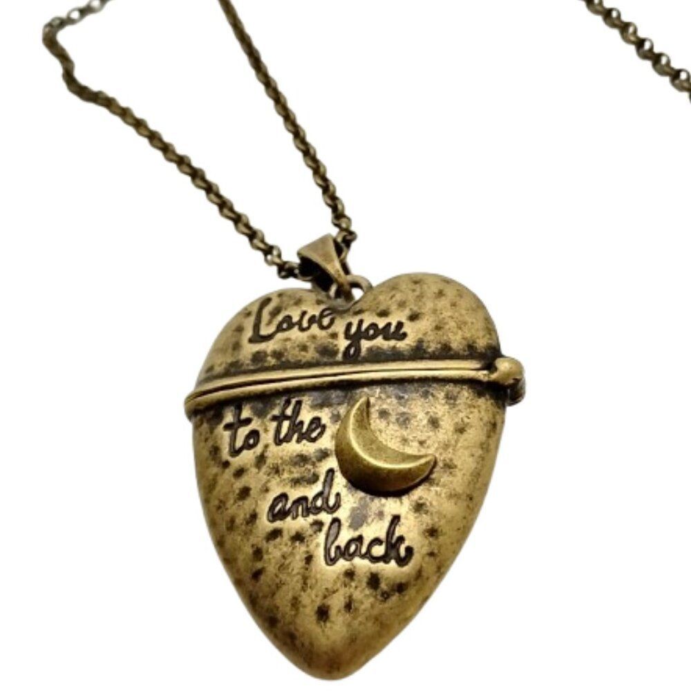 Bronze “Love You to the Moon and Back” Heart Pendant Necklace with Tassel Accent